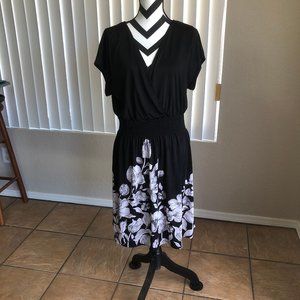 Black Surplice Dress w/flowers